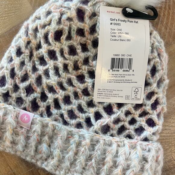 Marmot‎ Girls Pom Pom Frosty Beanie Hat Boggin One Size NWT - Picture 2 of 4
